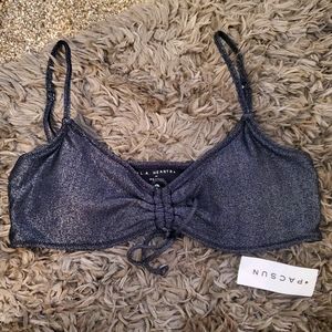 NWT Black Glitter Bikini Top